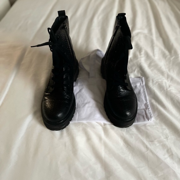 Rule London Leather Chunky Lace Up Boots Size 8 - Picture 2 of 11